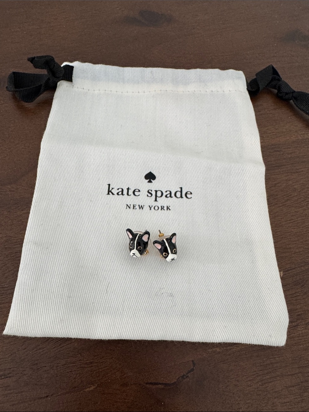 Kate Spade French Bulldog earrings